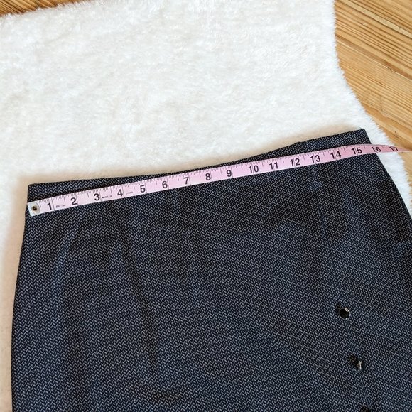 Herringbone Knit Maxi Skirt with Decorative Buttons and Front Side Slit - Picture 3 of 7